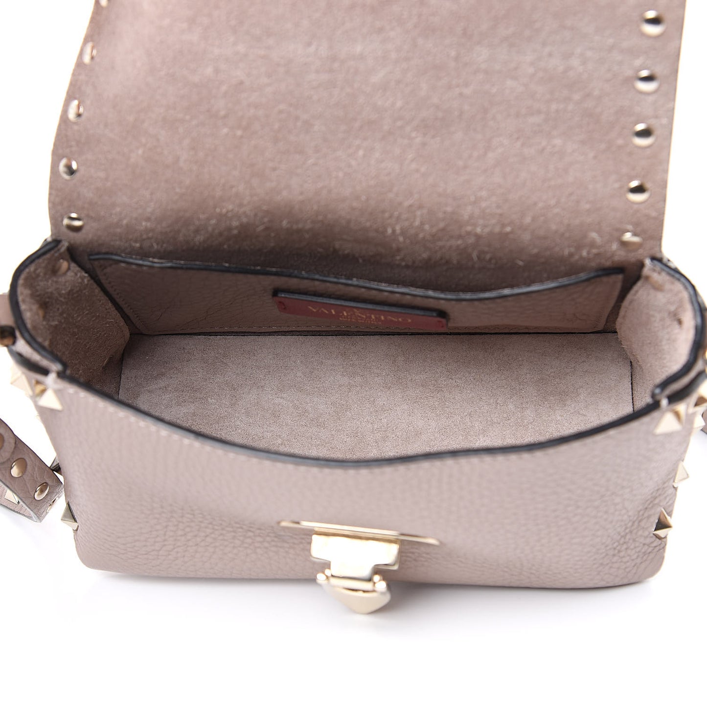 Pebbled Calfskin Mini Rockstud Crossbody Bag Poudre
