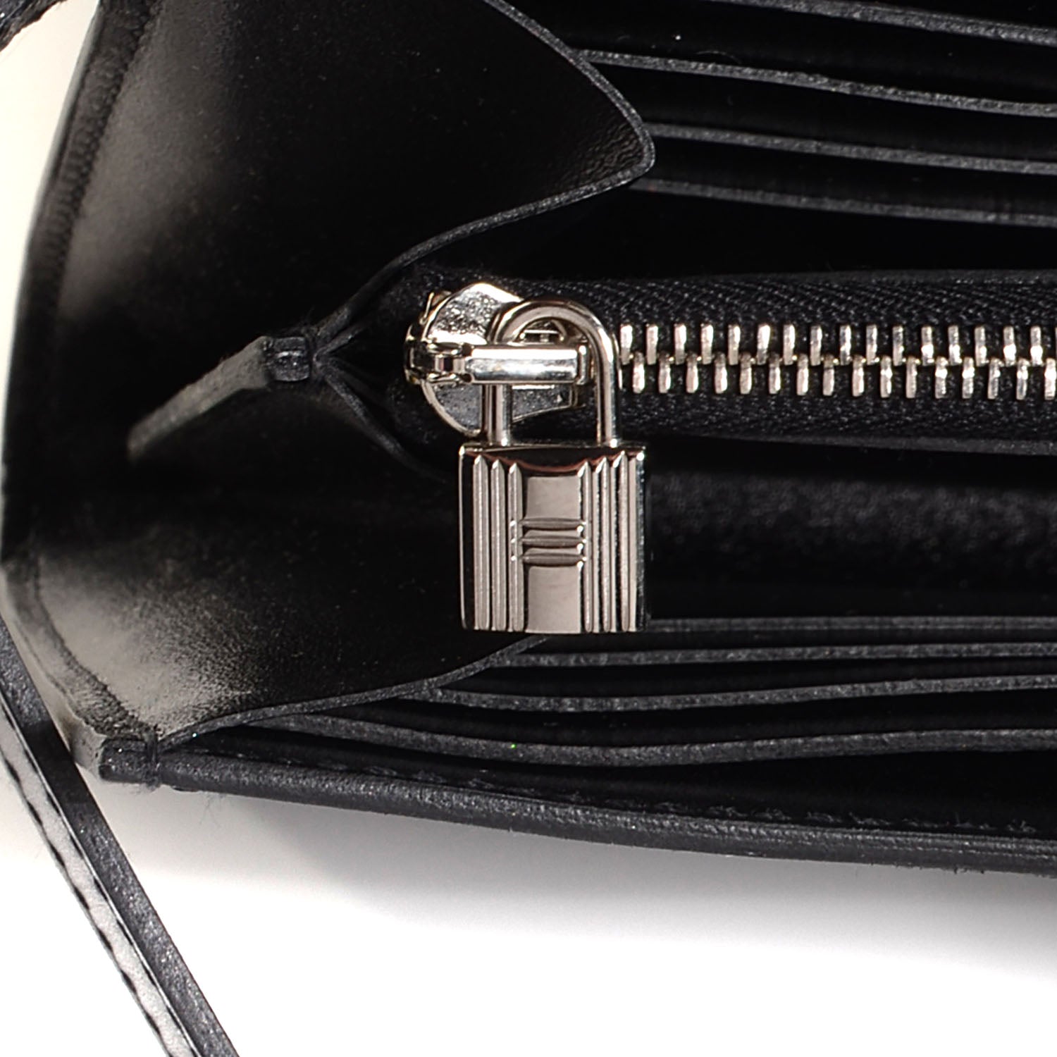Hermes Guilloche Box Kelly Longue Wallet Black 9 of 15