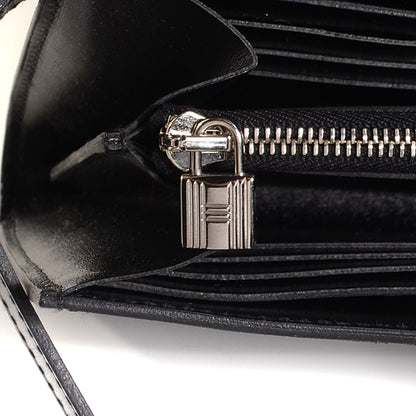 Hermes Guilloche Box Kelly Longue Wallet Black 9 of 15