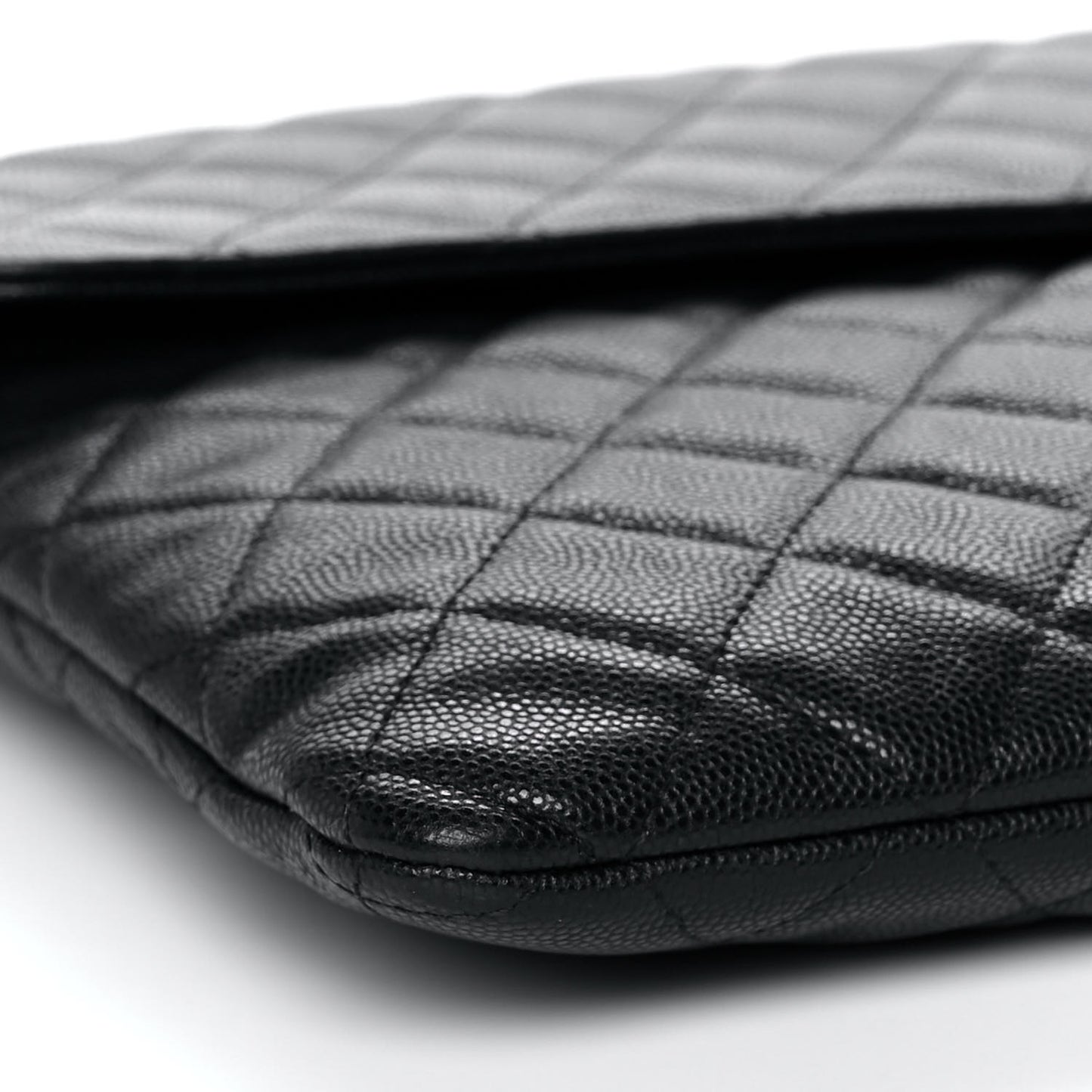 Caviar Quilted Large Golden Class Pouch Black