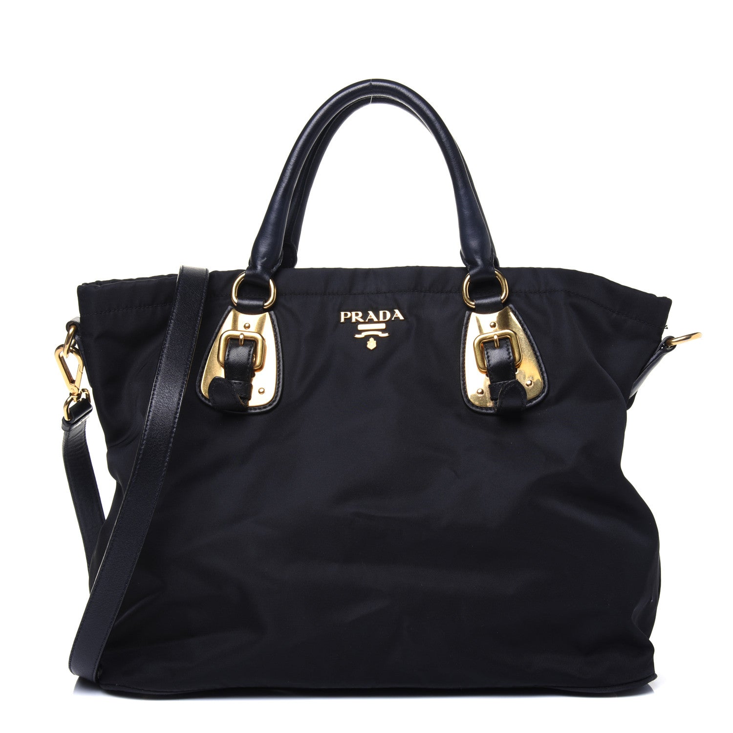 Prada Tessuto Nylon Soft Calf Tote Black 1 of 53