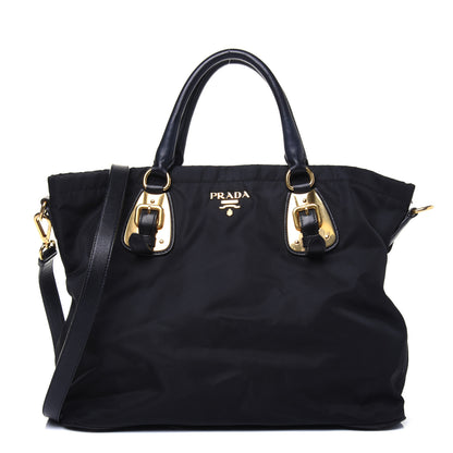 Prada Tessuto Nylon Soft Calf Tote Black 1 of 53