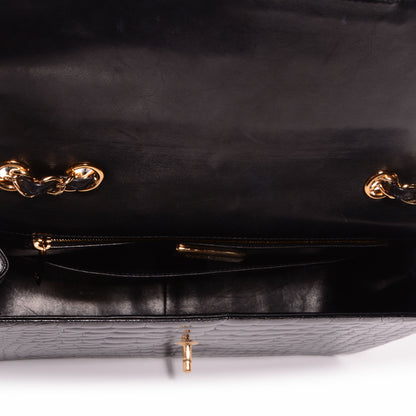 Chanel Shiny Alligator Jumbo Single Flap Black 6 of 9