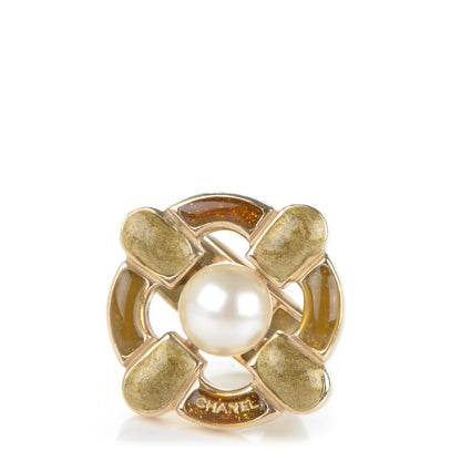 Chanel Gripoix Pearl Ring 7 Gold White 1 of 5