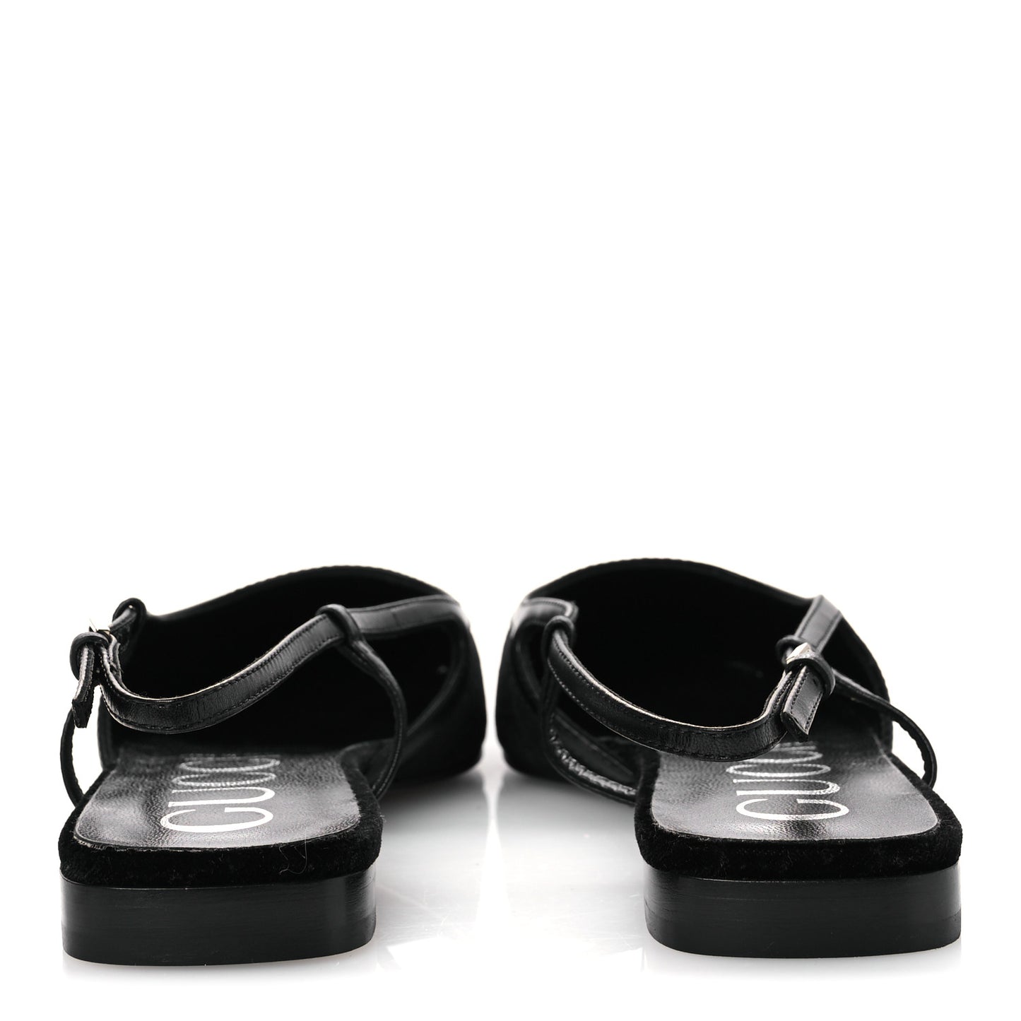 Velvet GG Monogram Slingback Ballet Flats 37.5 Black