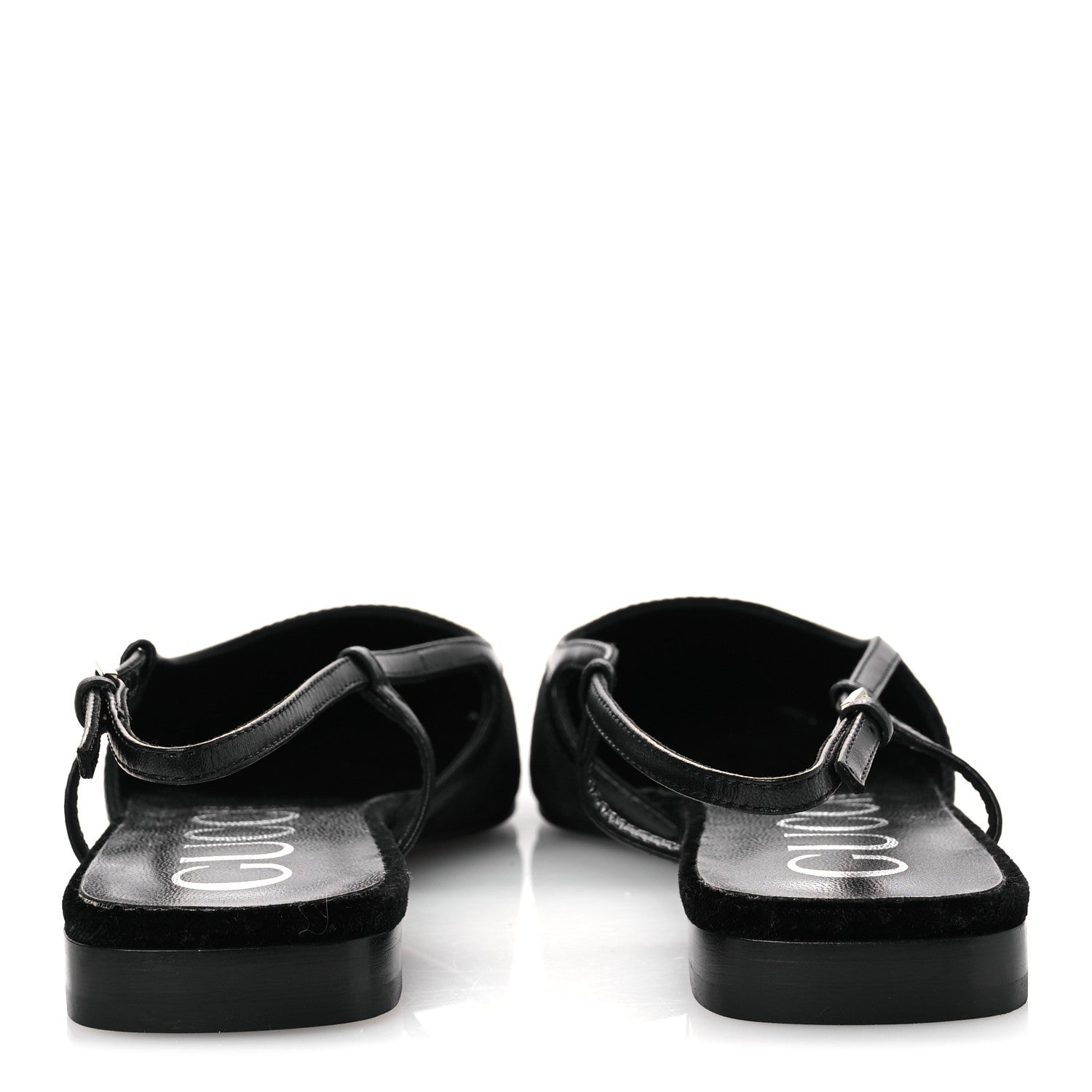 Gucci Velvet GG Monogram Slingback Ballet Flats 37.5 Black 6 of 11