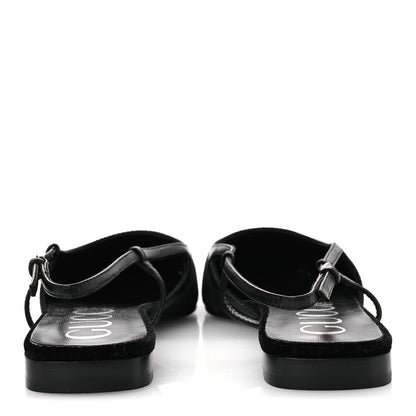 Gucci Velvet GG Monogram Slingback Ballet Flats 37.5 Black 6 of 11