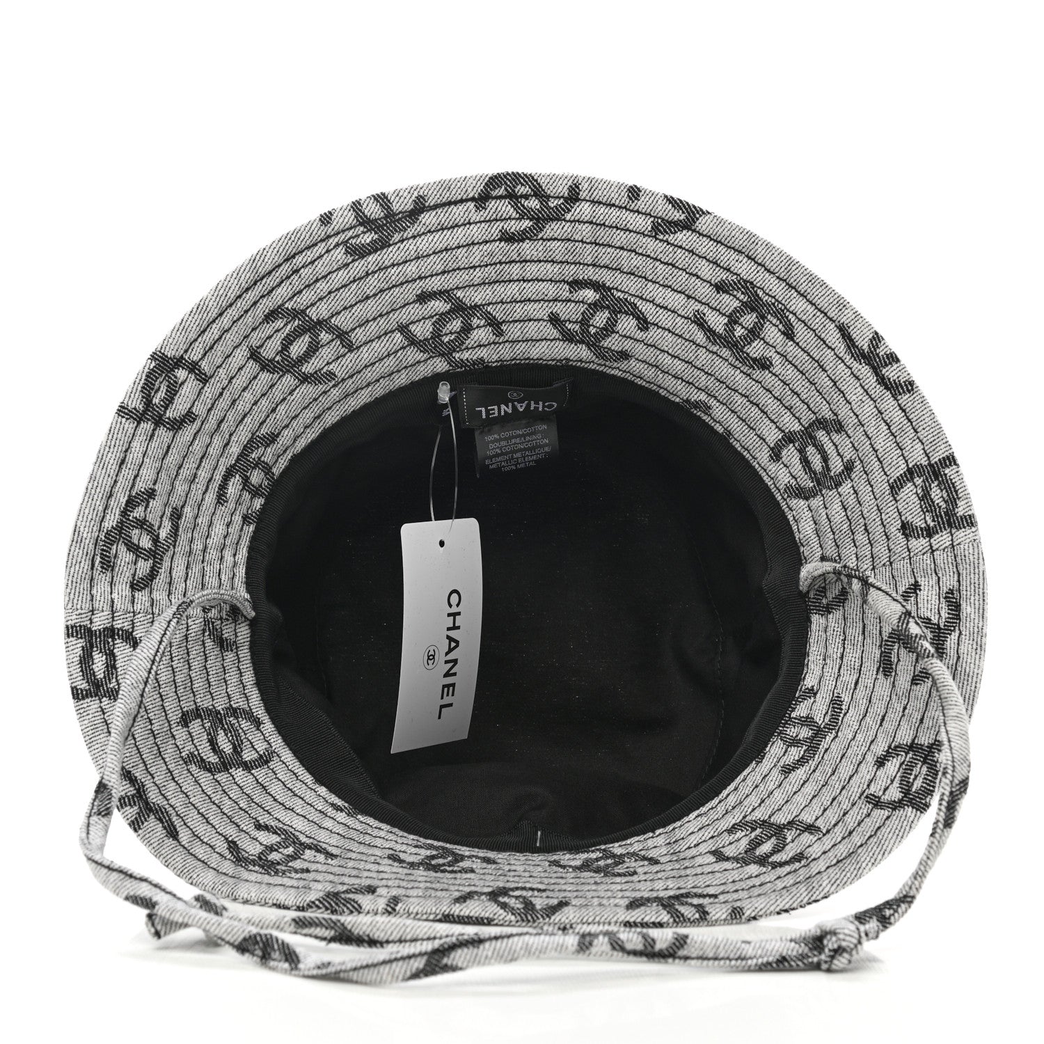 Chanel Denim CC Bucket Hat M White Black 7 of 8