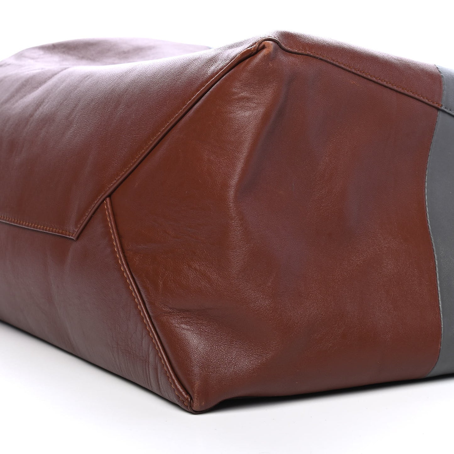 Lambskin Horizontal Bi-Color Cabas Grey Cognac