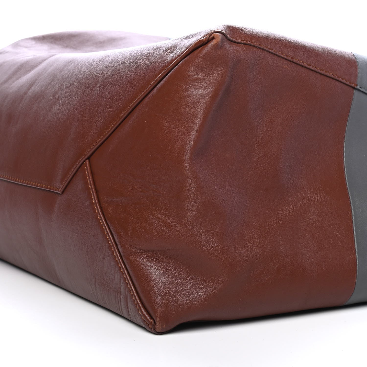 Celine Lambskin Horizontal Bi-Color Cabas Grey Cognac 9 of 14