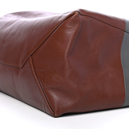 Celine Lambskin Horizontal Bi-Color Cabas Grey Cognac 9 of 14