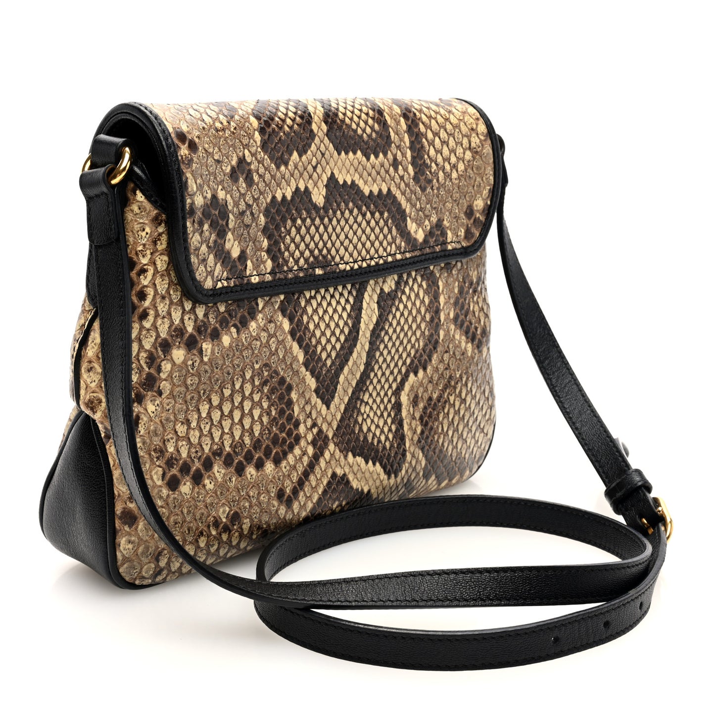 Snakeskin New Sakai Calfskin Lux Small Arli Flap Shoulder Bag Natural Black
