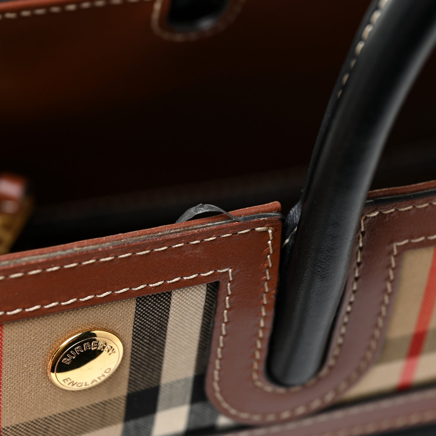 Calfskin Vintage Check Small Two Handle Title Bag Black