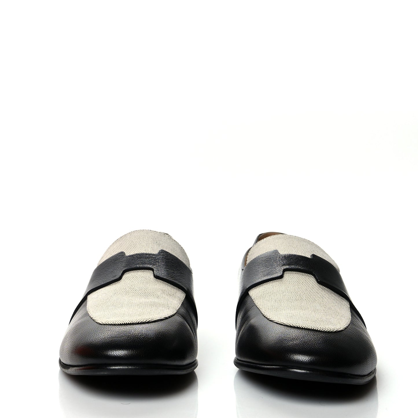 Goatskin Canvas Mens Ancora Moccasin Loafers 43.5 Black Prunoir
