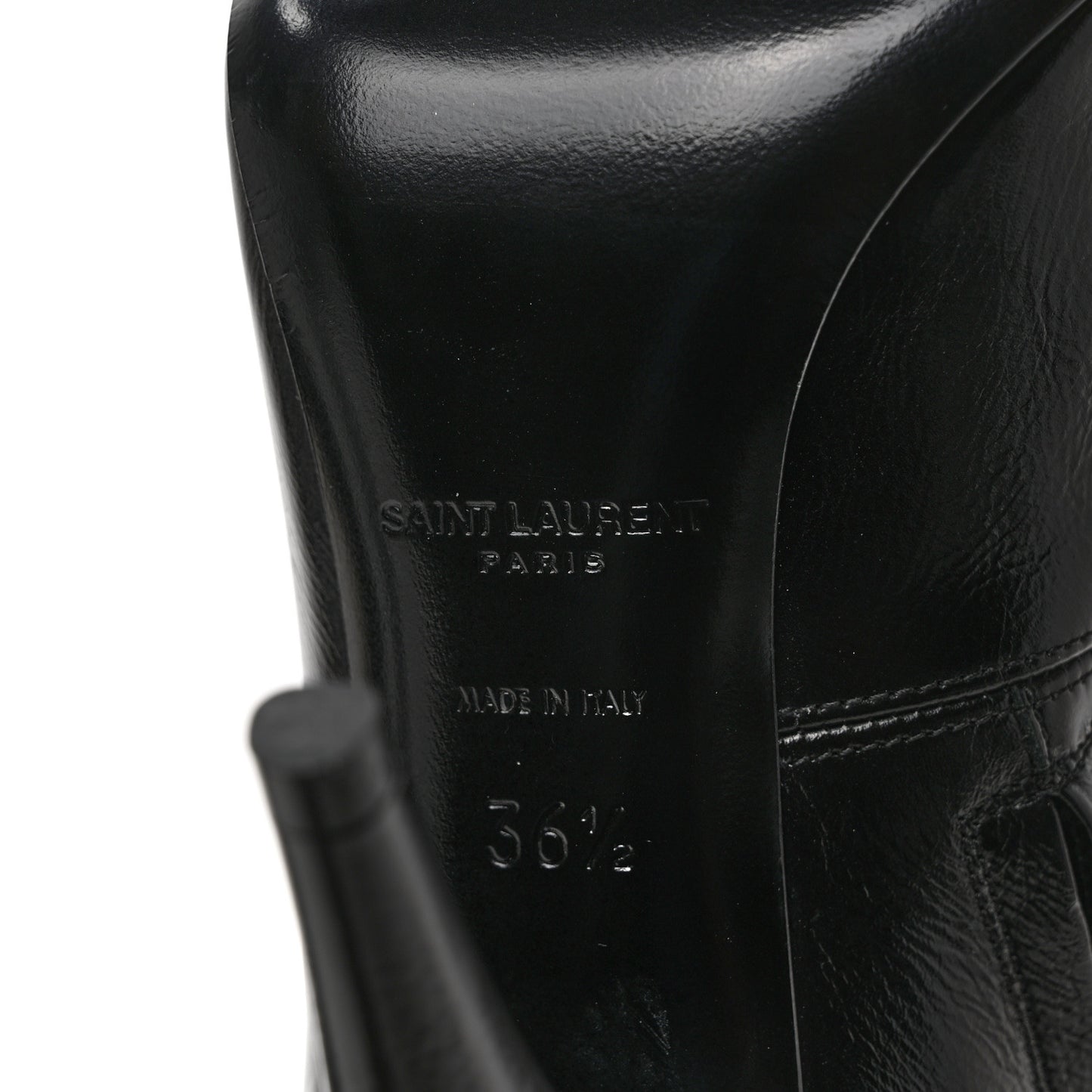 Shiny Calfskin Fetish Lace Up Ankle Boots 36.5 Black