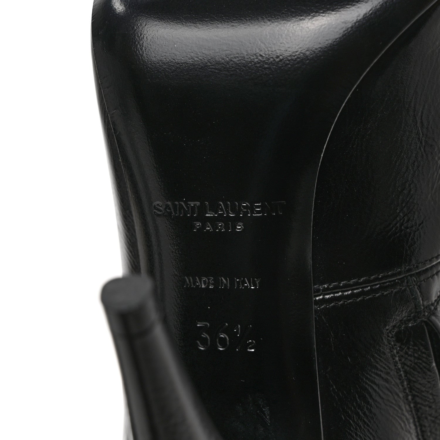 Saint Laurent Shiny Calfskin Fetish Lace Up Ankle Boots 36.5 Black 6 of 9