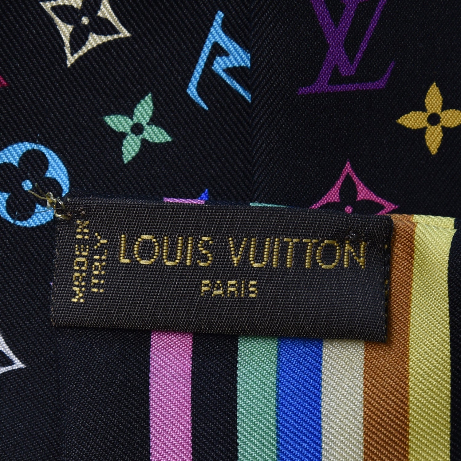 Louis Vuitton Silk Monogram Multicolor Bandeau Black 3 of 4