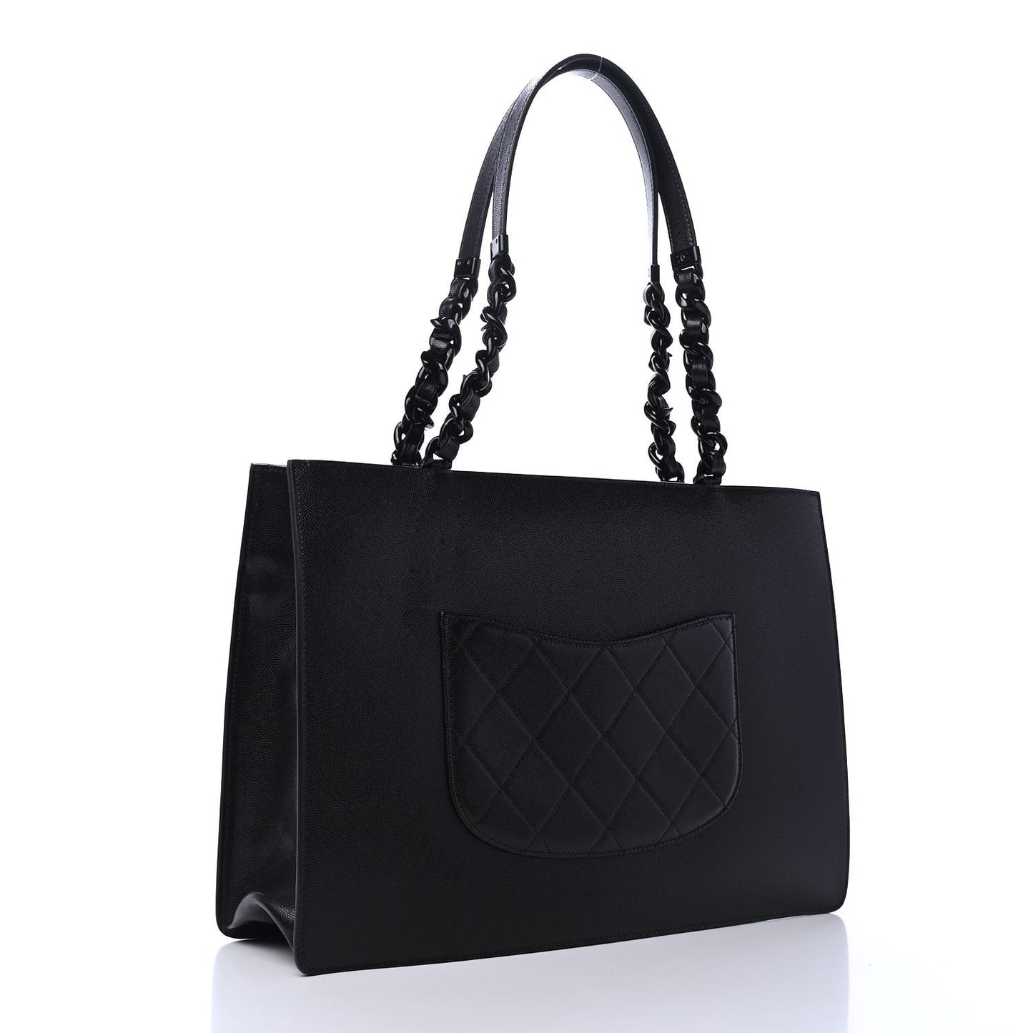 Caviar Quilted My Everything Large Shopping Tote Black