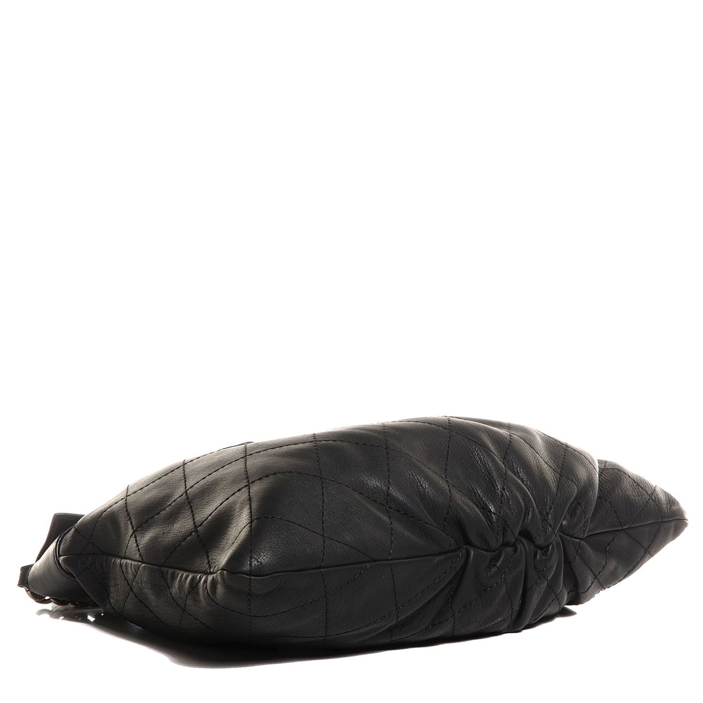 Calfskin Stitched Double Zip Hobo Black