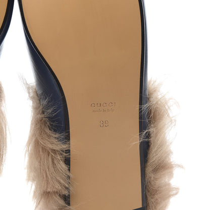 Gucci Malaga Kid Fur Womens Princetown Slippers 39 Blue Agata 6 of 7