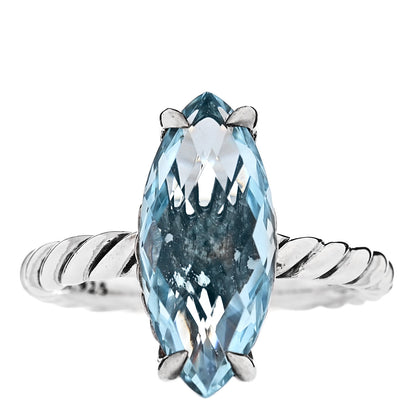 David Yurman Sterling Silver Blue Topaz Color Classics Marquise Ring 55 7.25 1 of 6