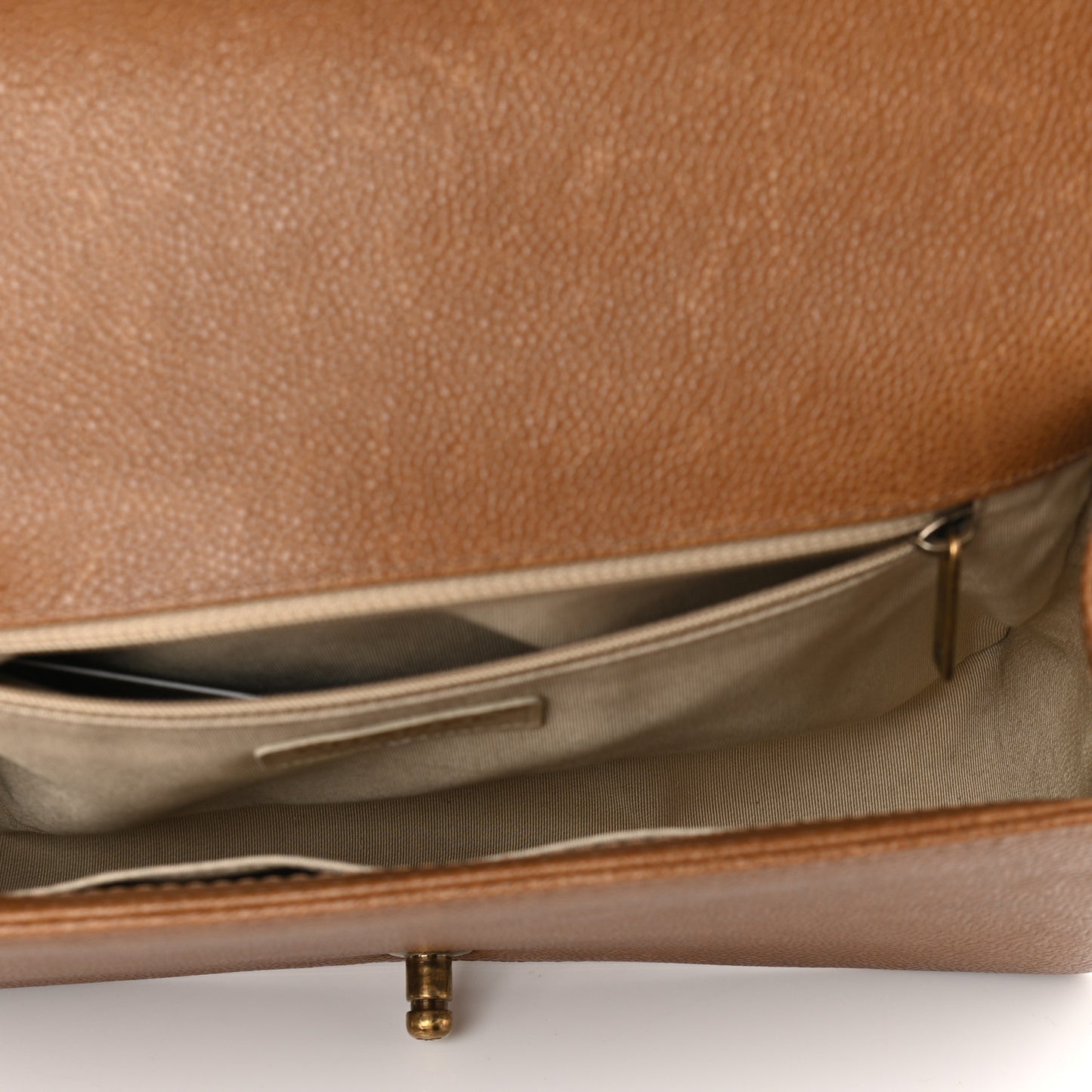 Caviar Quilted New Medium Boy Flap Light Brown