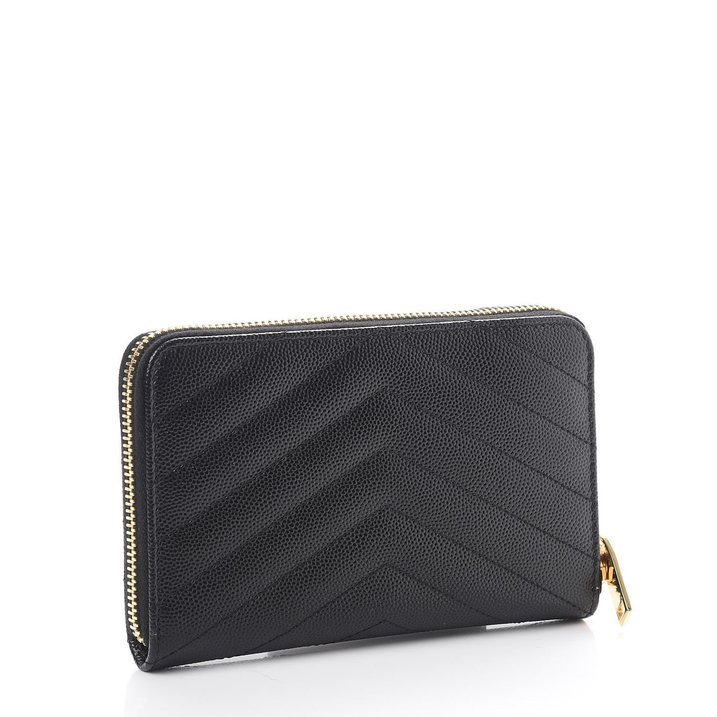 Grain De Poudre Matelasse Chevron Monogram Zip Around Wallet Black