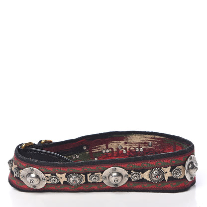 Christian Dior Canvas Embroidered Studded Bohemian Shoulder Strap Red 2 of 5
