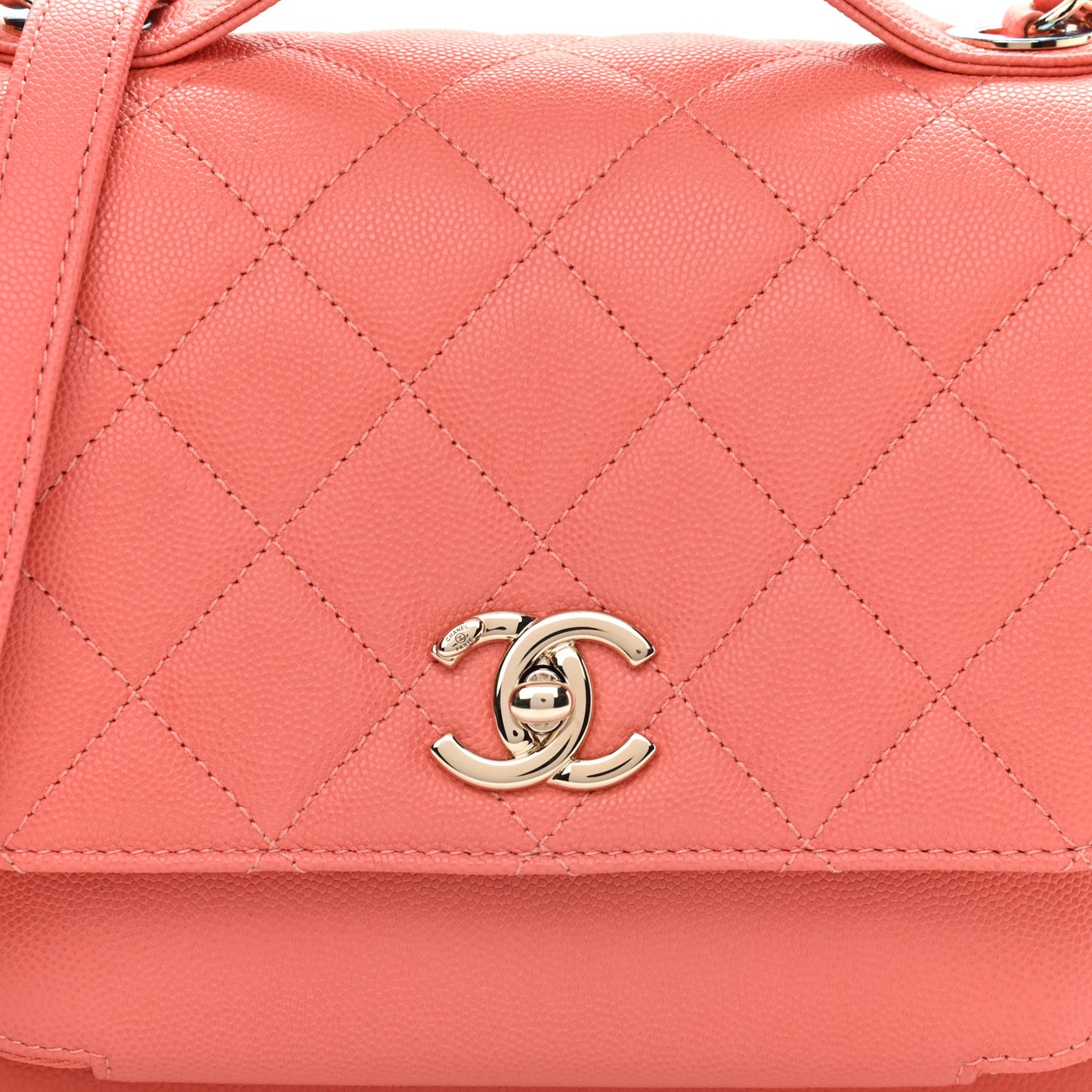 Caviar Quilted Medium Business Affinity Flap Coral