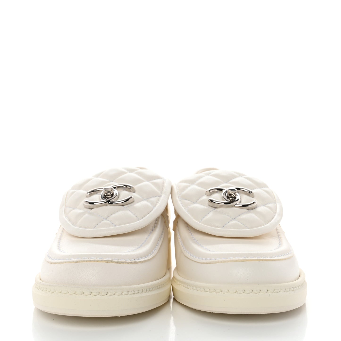 Lambskin Quilted CC Turnlock Loafers 37.5 White