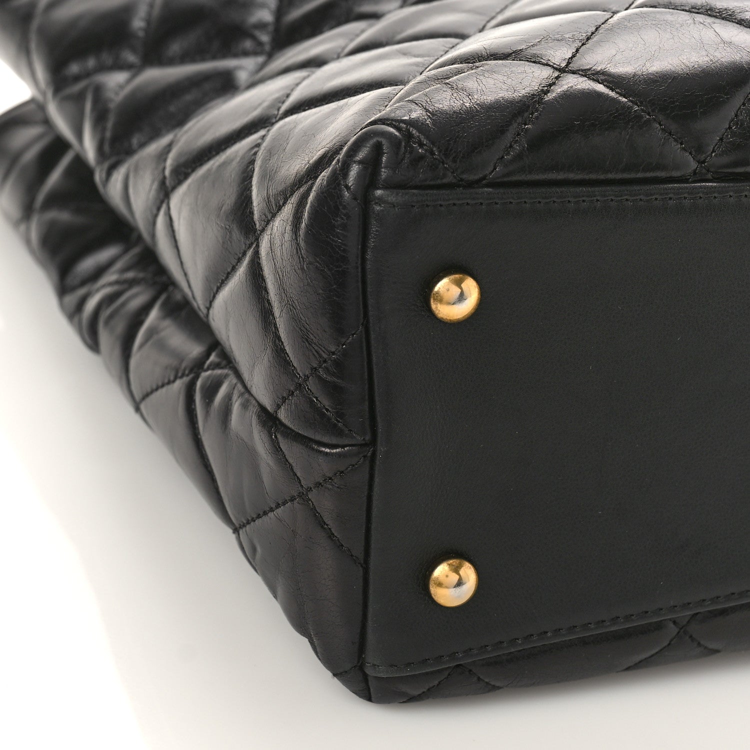Chanel Glazed Calfskin Quilted Gold Bar Tote Black 9 of 10