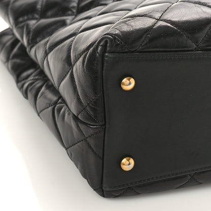 Chanel Glazed Calfskin Quilted Gold Bar Tote Black 9 of 10