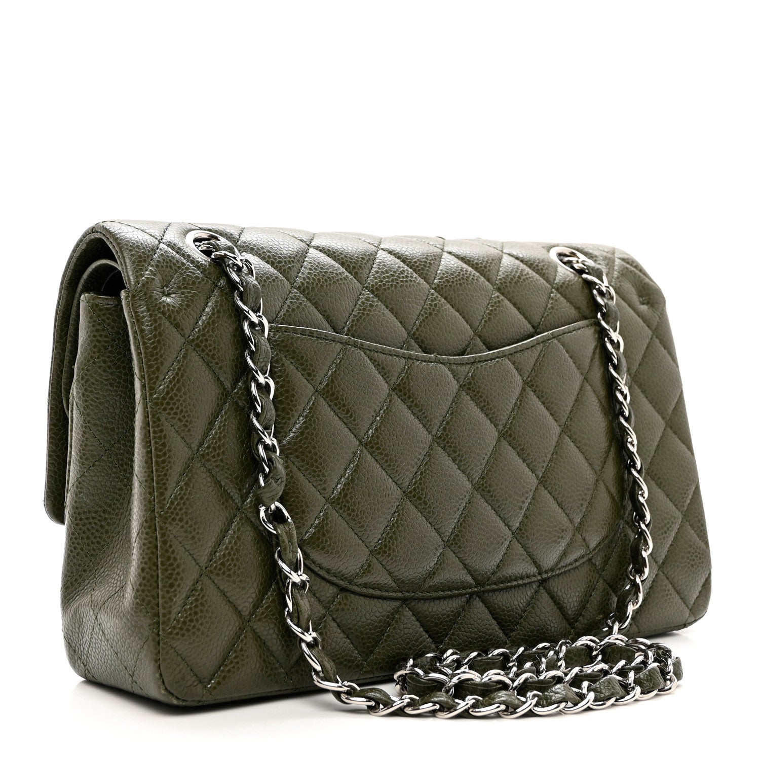 Chanel Caviar Quilted Medium Double Flap Dark Green 2 of 11