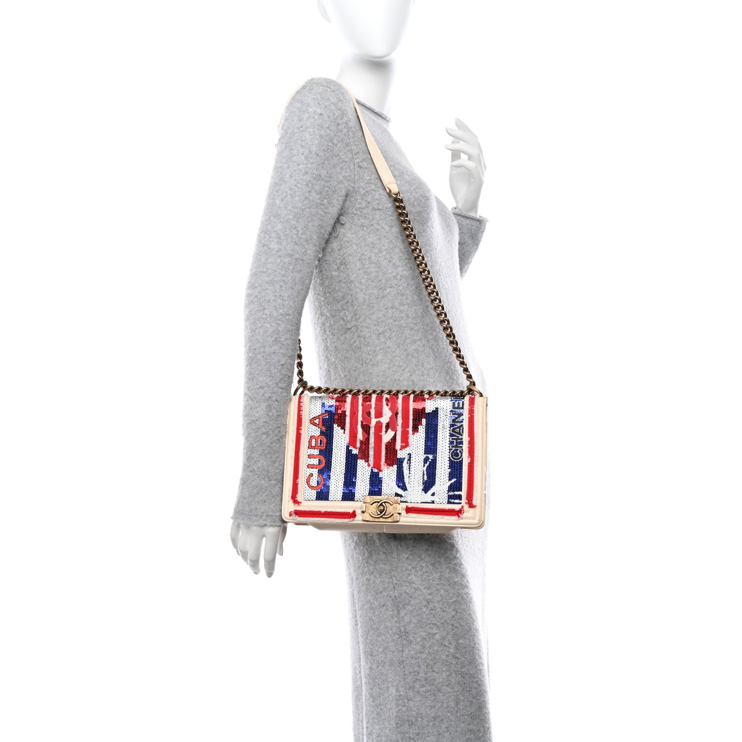 Sequin Canvas New Medium Cuba Boy Flap White Blue Red