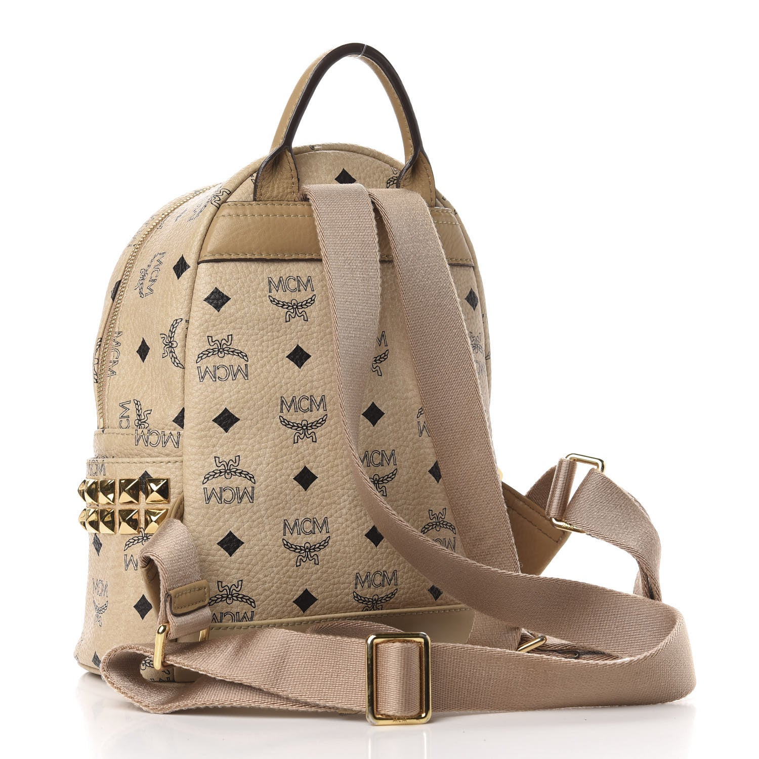 MCM Visetos Side Stud Mini Stark Backpack Beige 2 of 9