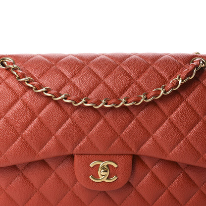 Chanel Pearly Caviar Quilted Jumbo Double Flap Orange 10 of 10
