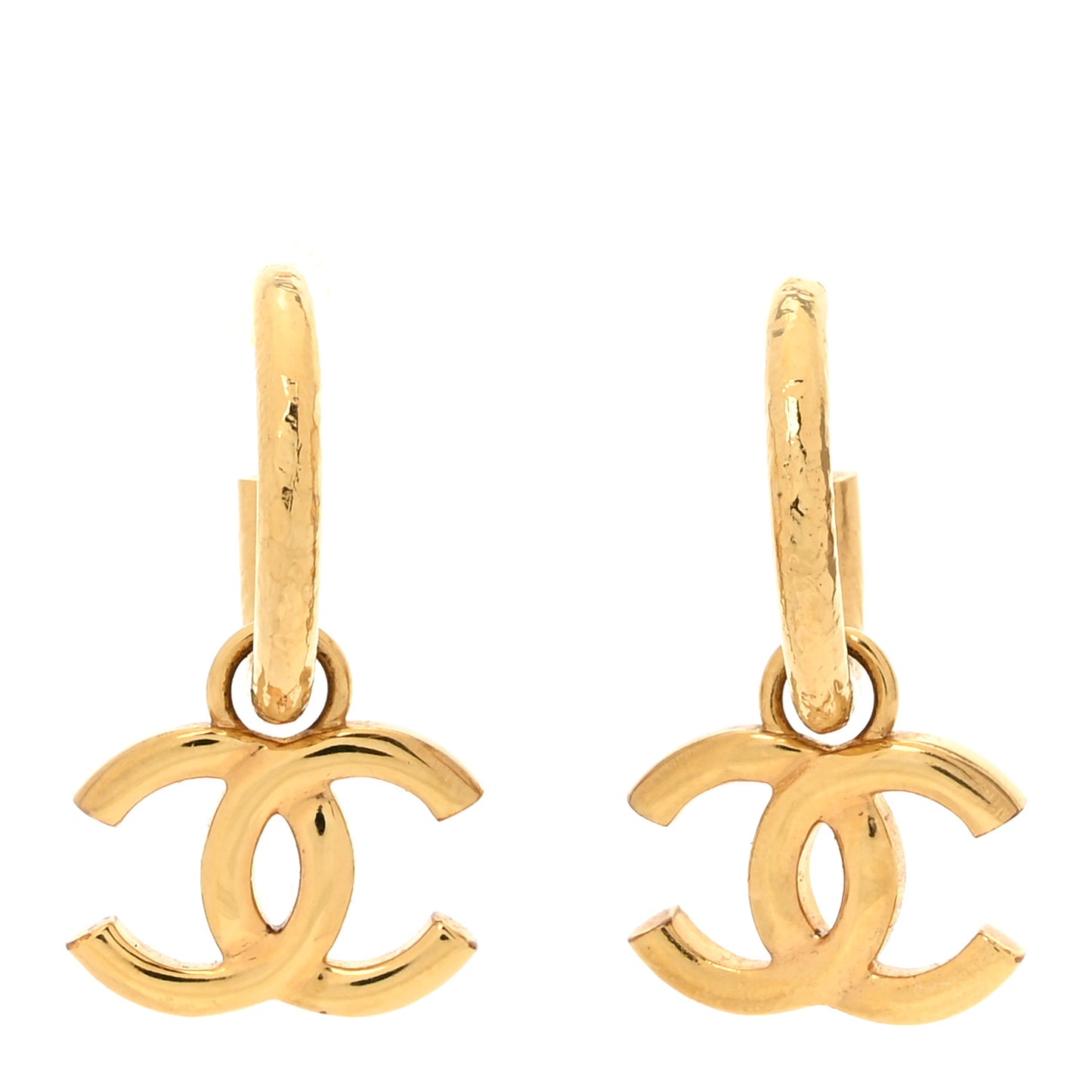 CC Hoop Drop Earrings Gold