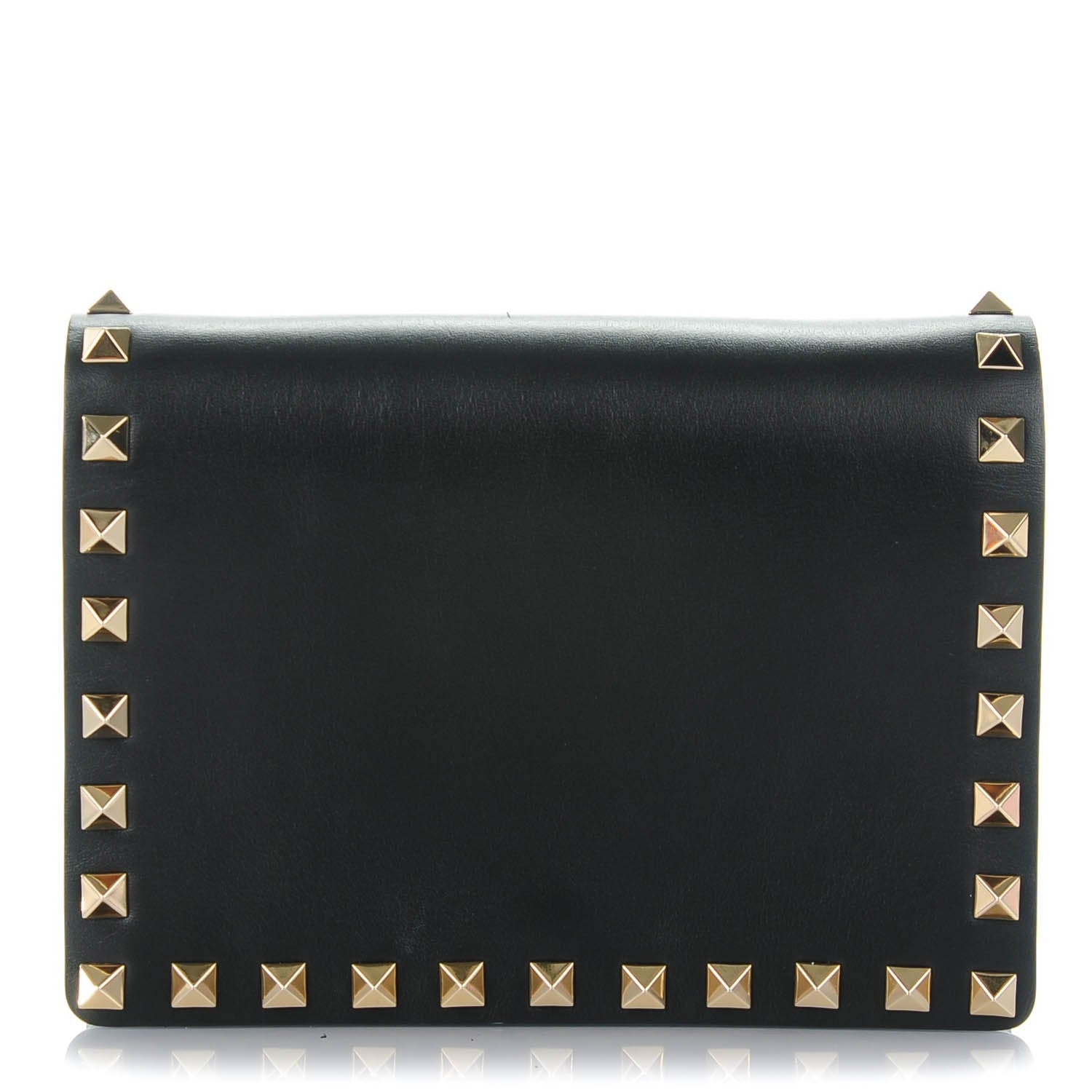 Valentino Garavani Calfskin Rockstud Wallet on Chain Black 1 of 8
