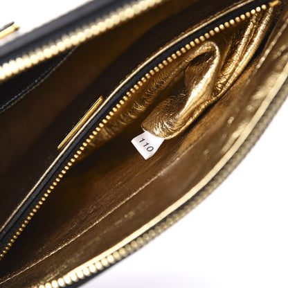 Prada Saffiano Vernice Studded Clutch Black 7 of 9