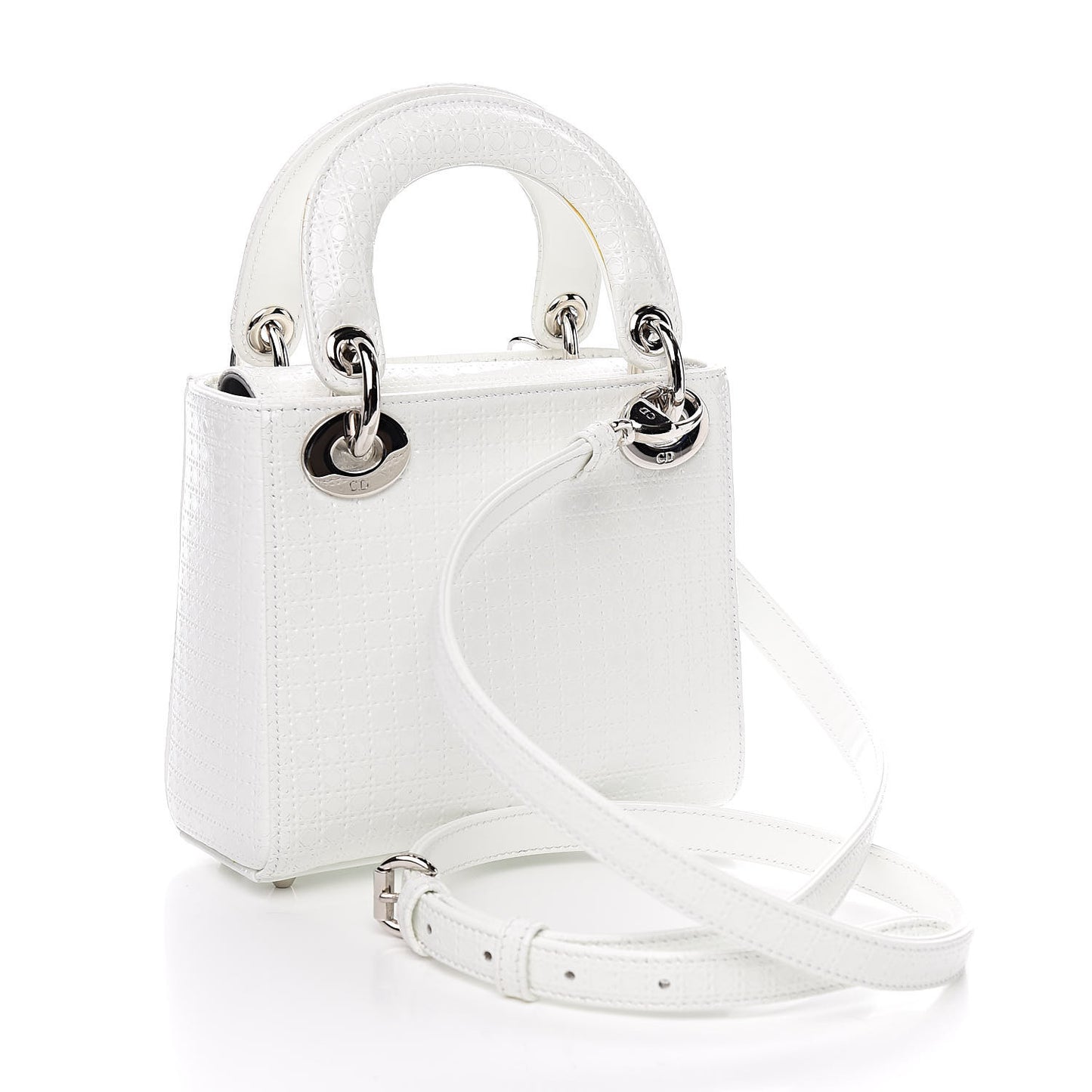 Patent Micro-Cannage Mini Lady Dior White