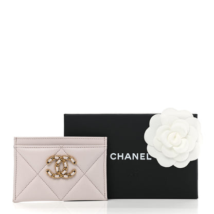 Chanel Lambskin Quilted Chanel 19 Card Holder Light Purple 9 of 9