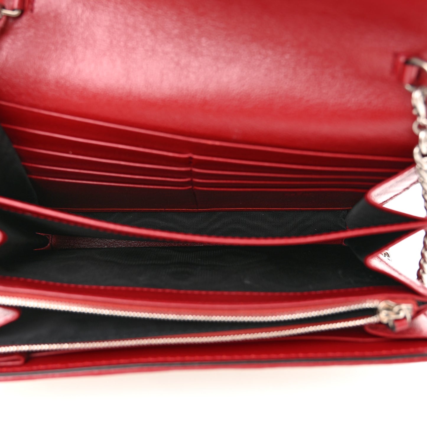 Tweed GG Monogram Mini Dionysus Chain Wallet White Black Romantic Cherry