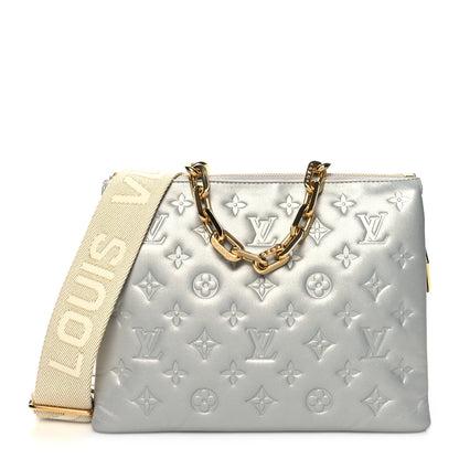 Louis Vuitton Metallic Lambskin Embossed Monogram Coussin PM Silver 1 of 11