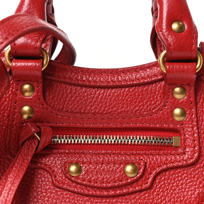 Balenciaga Grained Calfskin Neo Classic Brass Hardware Nano City Red 7 of 9