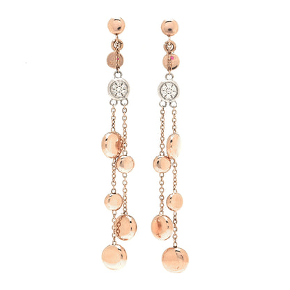 Roberto Coin 18K Rose White Gold Diamond Double Pebble Drop Earrings 1 of 5