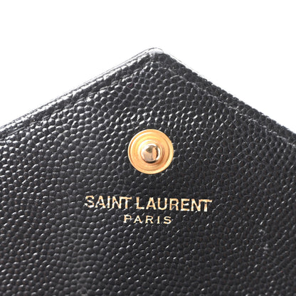 Saint Laurent Grain De Poudre Matelasse Chevron Monogram Chain Wallet Black 6 of 11