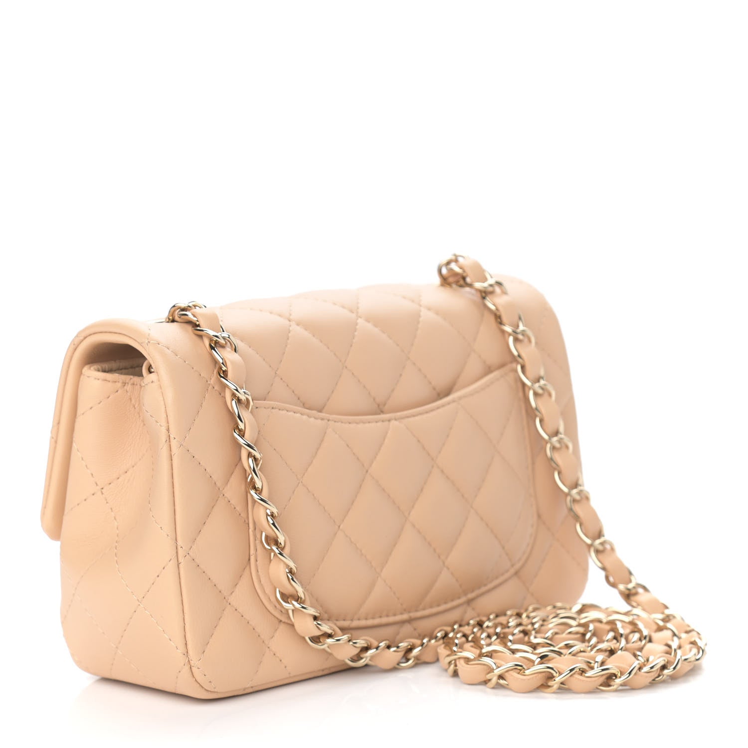 Chanel Lambskin Quilted Mini Rectangular Flap Beige 2 of 8