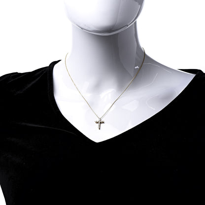 Tiffany 18K Yellow Gold Diamond .42ct Cross Pendant Necklace 2 of 7