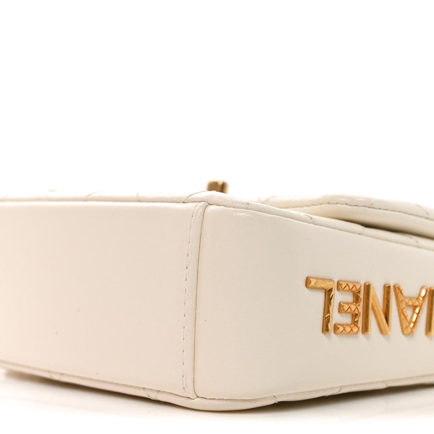 Lambskin Quilted Mini Side Note Flap White