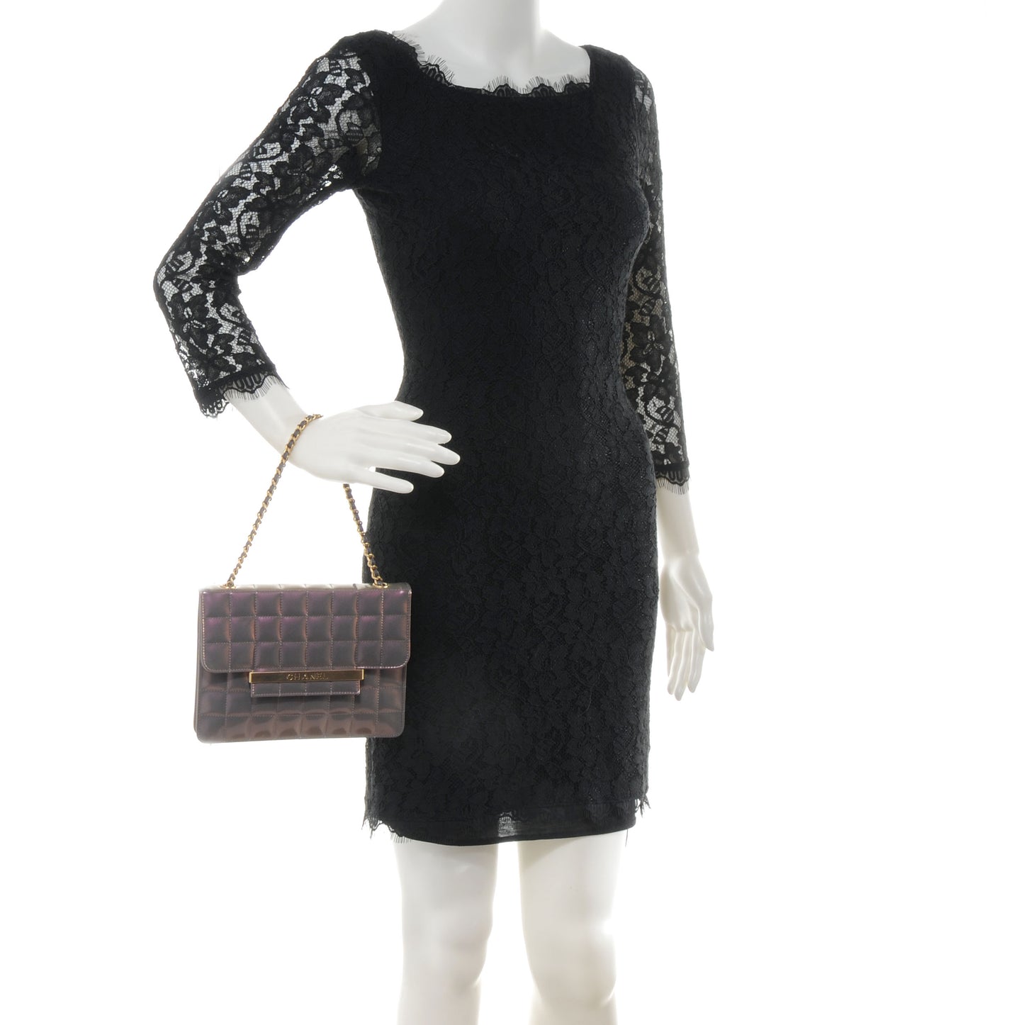 Patent Leather Chocolate Bar Evening Bag Lilac